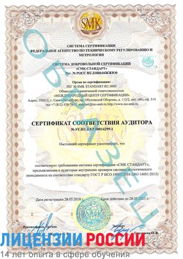 Образец сертификата соответствия аудитора №ST.RU.EXP.00014299-1 Белорецк Сертификат ISO 14001